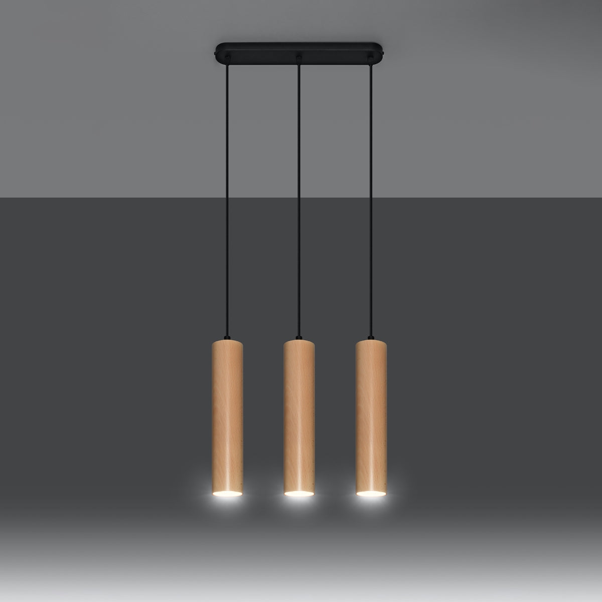 Nimbus - Holzpendelleuchte, 3-flammig