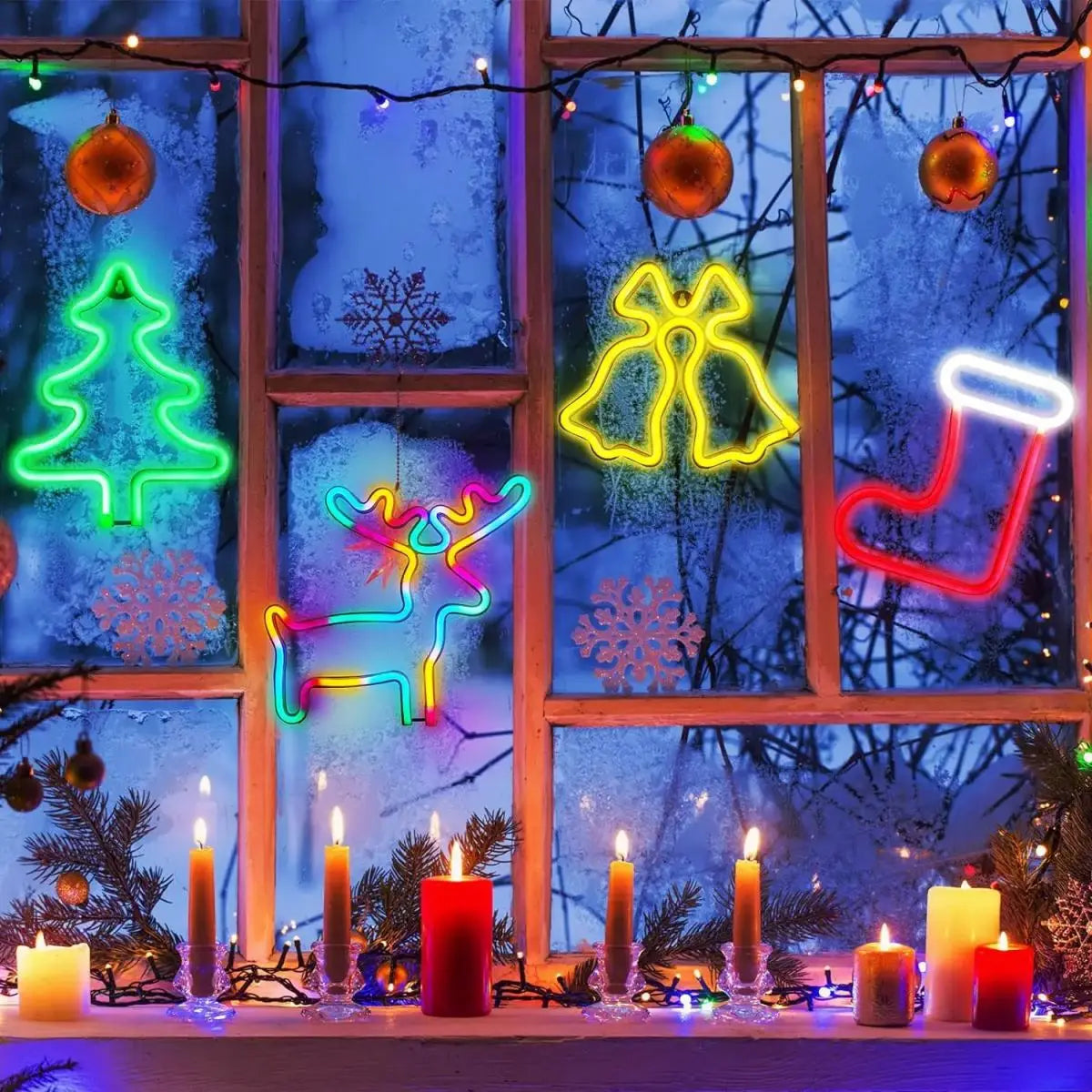 Rentier-Strumpfbaum - LED-Neon-Weihnachtsdekoration