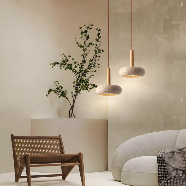 Celira - Moderne Pendelleuchte aus gelbem Travertin