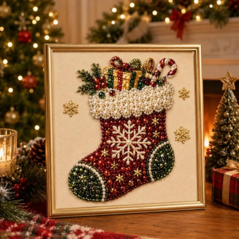 Perlevika – Gerahmtes Weihnachts-Diamantmalerei-Set