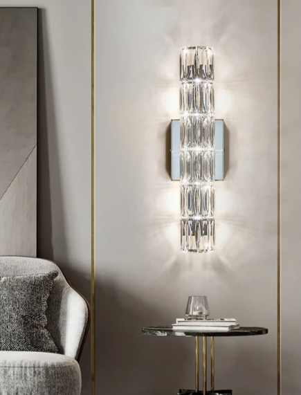 Brio - Kristall-LED-Wandleuchte aus Edelstahl
