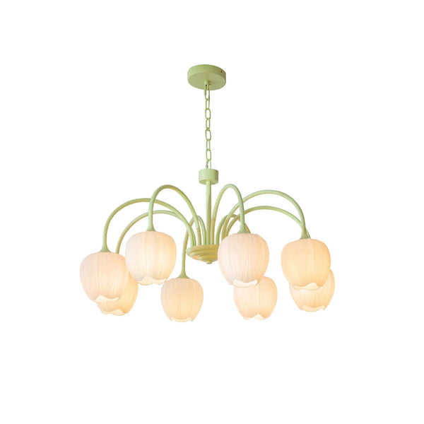 Tulpenförmiger - Matcha-Kronleuchter aus Glas und Metall