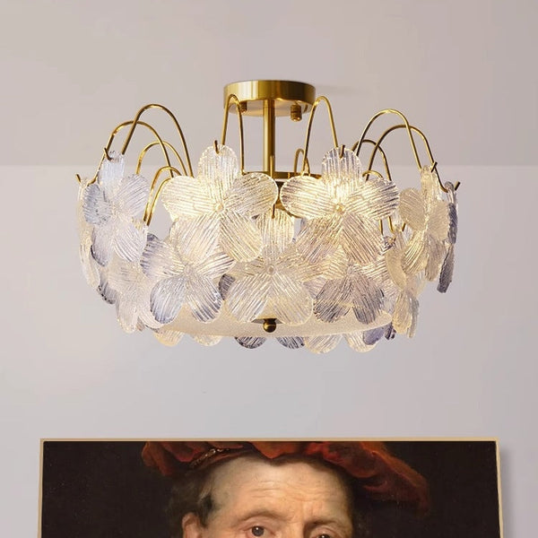 Aurela - Vintage-Kronleuchter aus Buntglas, Blütenform
