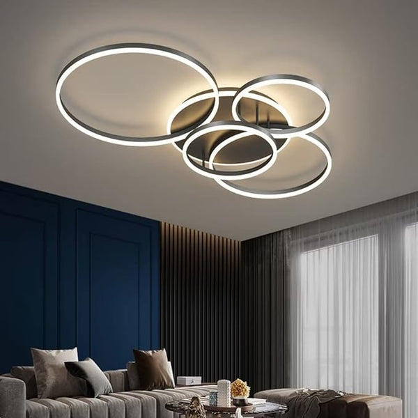 Rondea - Moderne schwarze LED-Deckenleuchte mit 5/6 Ringen