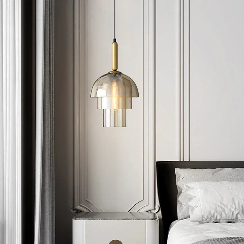 Lucero - Vintage-Pendelleuchte aus Glas in Champagner