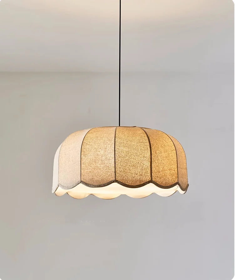 Wabi - Sabi Leinen-LED-Pendelleuchte mit E27-Fassung