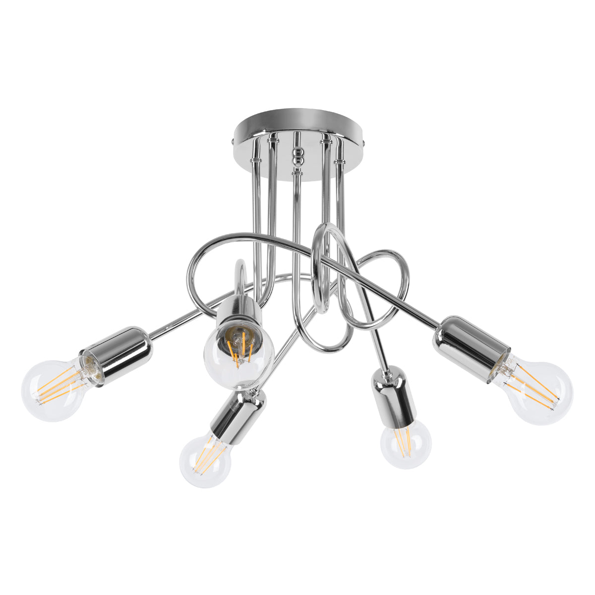 Lumio - Industrieller Chrom-Kronleuchter, 5-flammig,