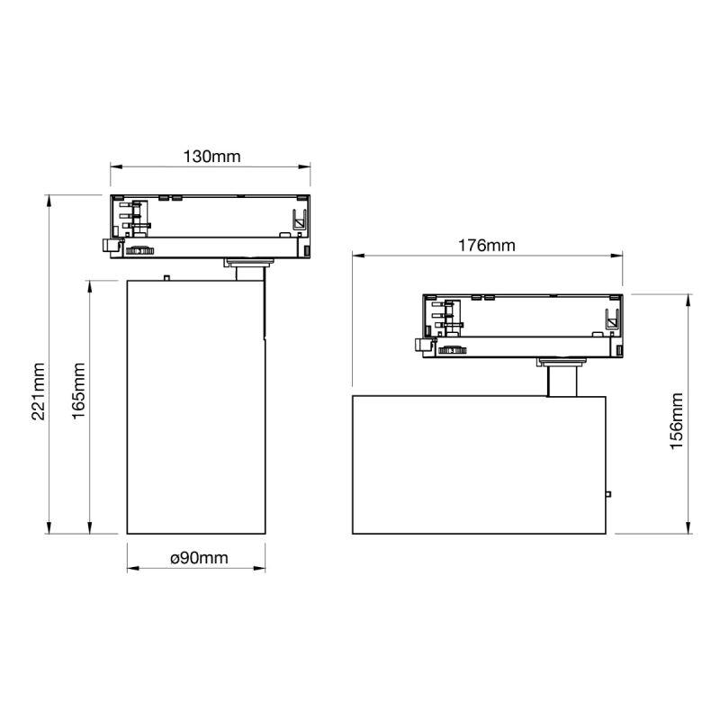 Laxo - LED-Schienenstrahler, 3-phasig, schwarz