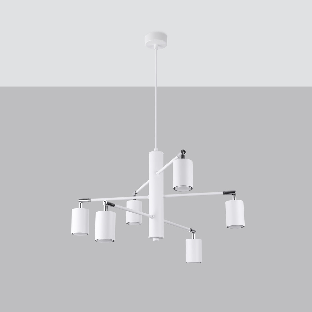 Halona - Weißer minimalistischer Kronleuchter, 6-flammig,