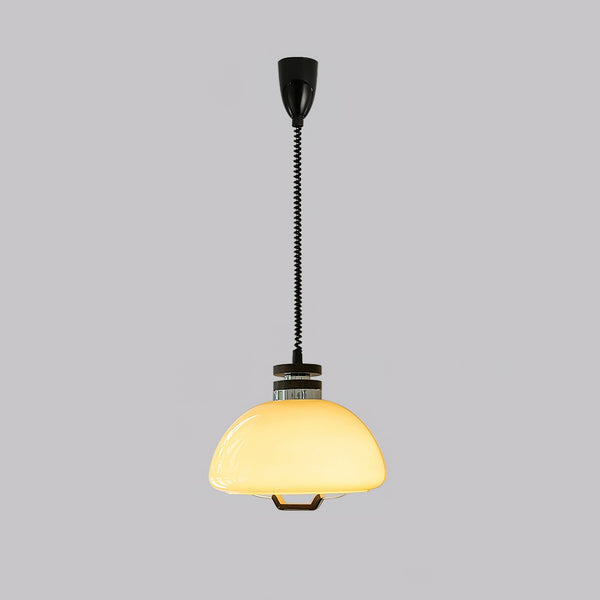 Halona - Pudding-Pendelleuchte aus Glas, Metall und Holz