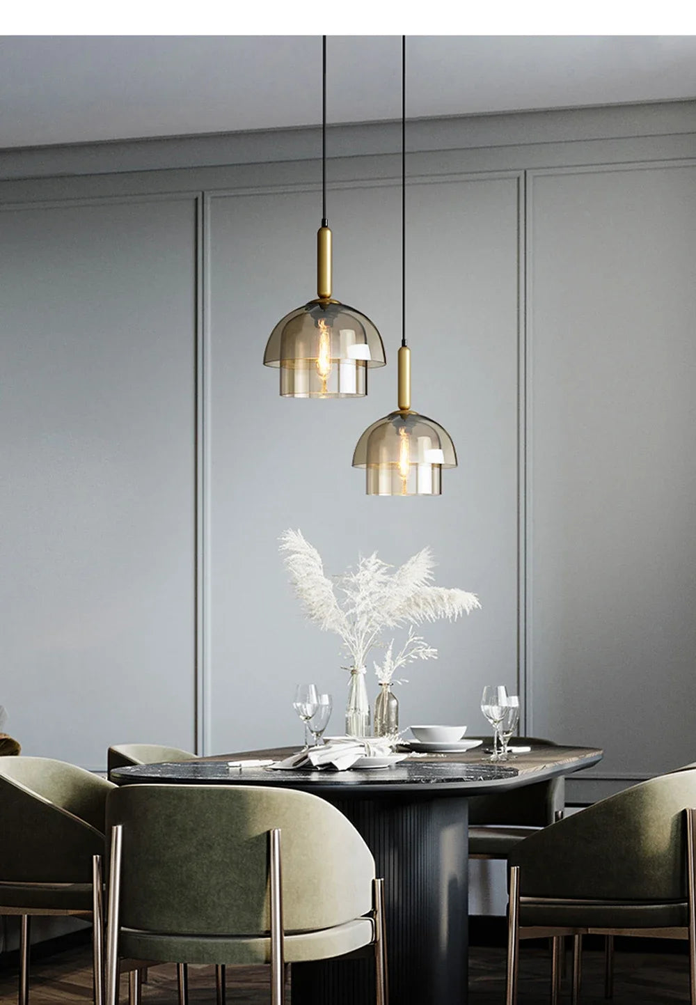 Lucero - Vintage-Pendelleuchte aus Glas in Champagner