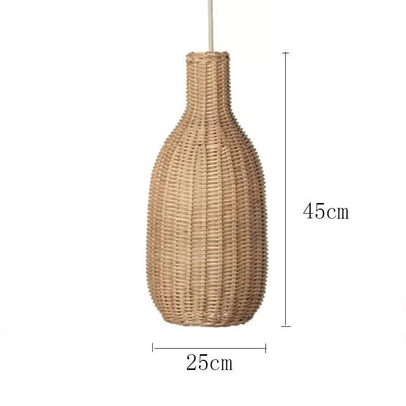 Handgeflochtene - Rattan-Pendelleuchte in Boho-Beige