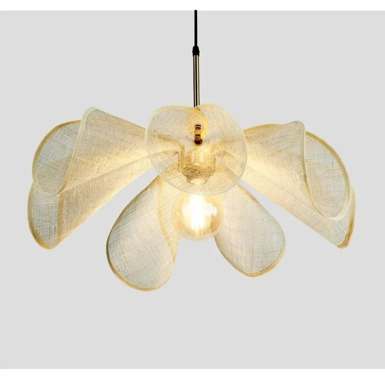 SabiFlora - Stoff-Hängelampe Wabi-Sabi Blumenform, E27 LED
