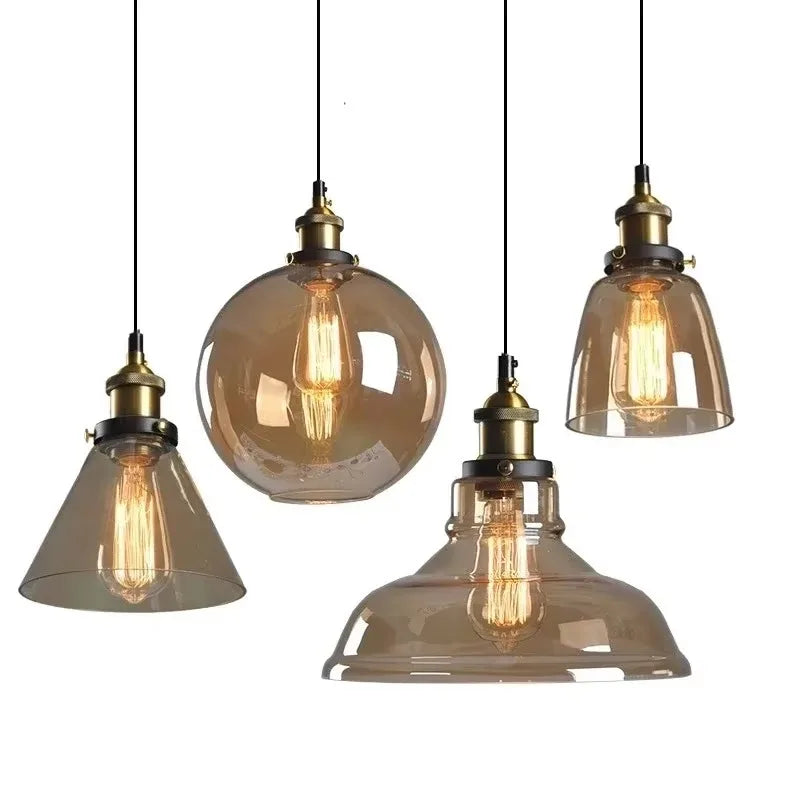 Skandinavische - Glaspendelleuchte im Loft-Vintage-Stil