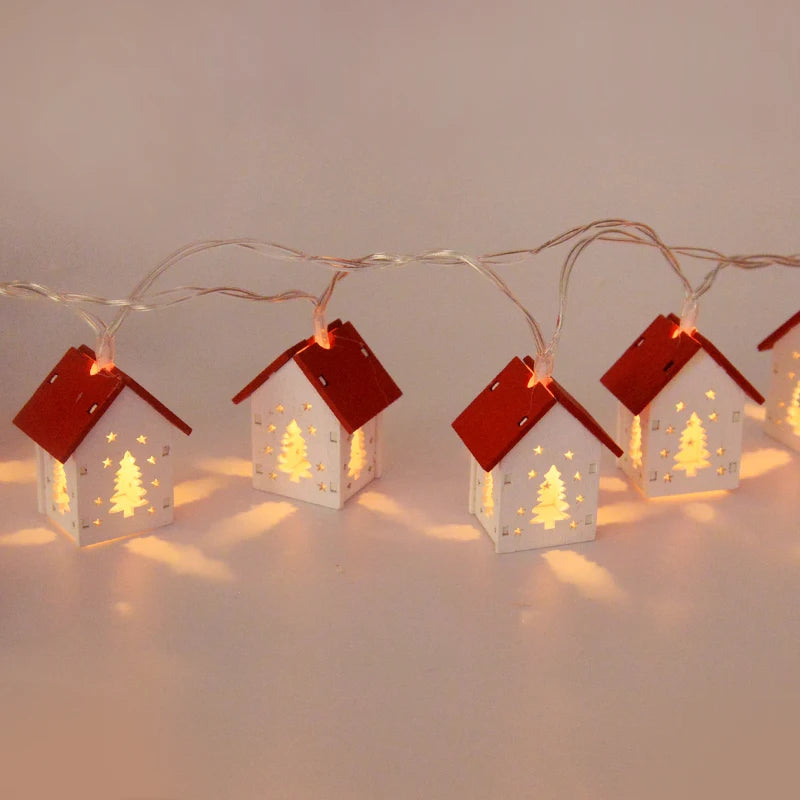 Weihnachtsdorf-Lichterkette - Holz, 2–3 m