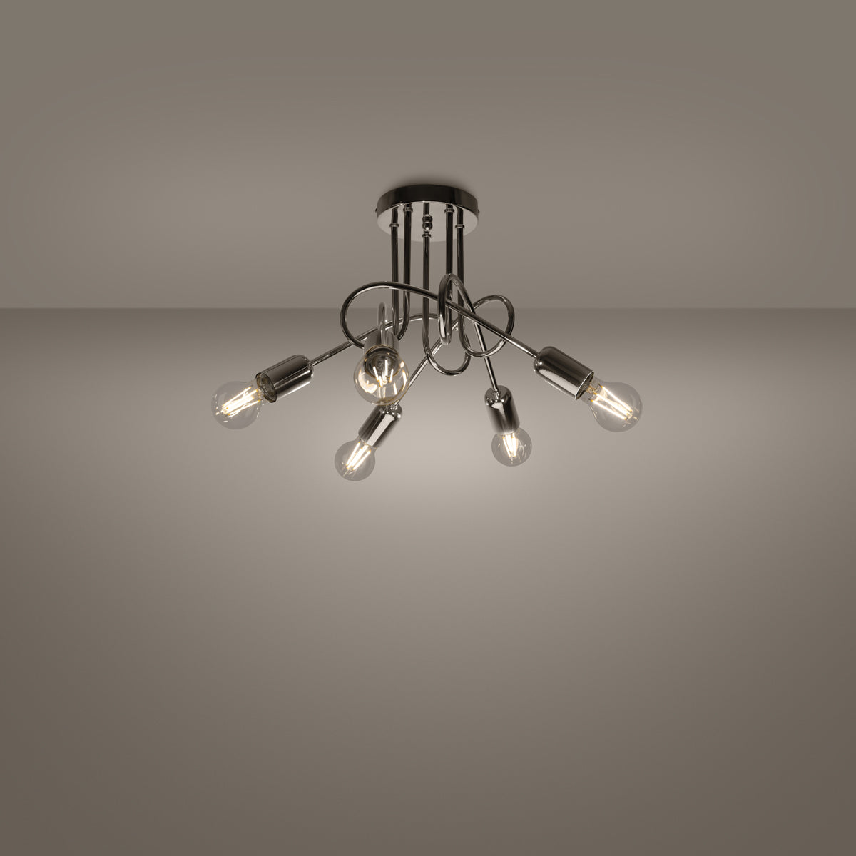 Lumio - Industrieller Chrom-Kronleuchter, 5-flammig,