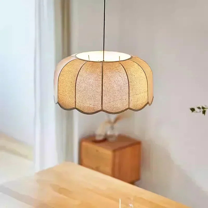 Wabi - Sabi Leinen-LED-Pendelleuchte mit E27-Fassung