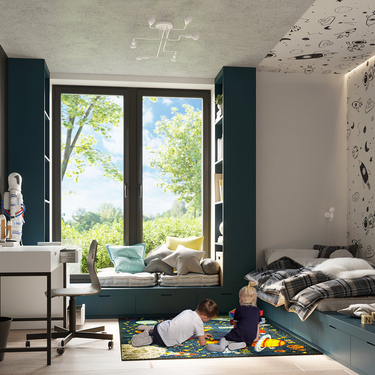 Claria - Weißer Loft-Kronleuchter, 8-flammig, E27-Fassung