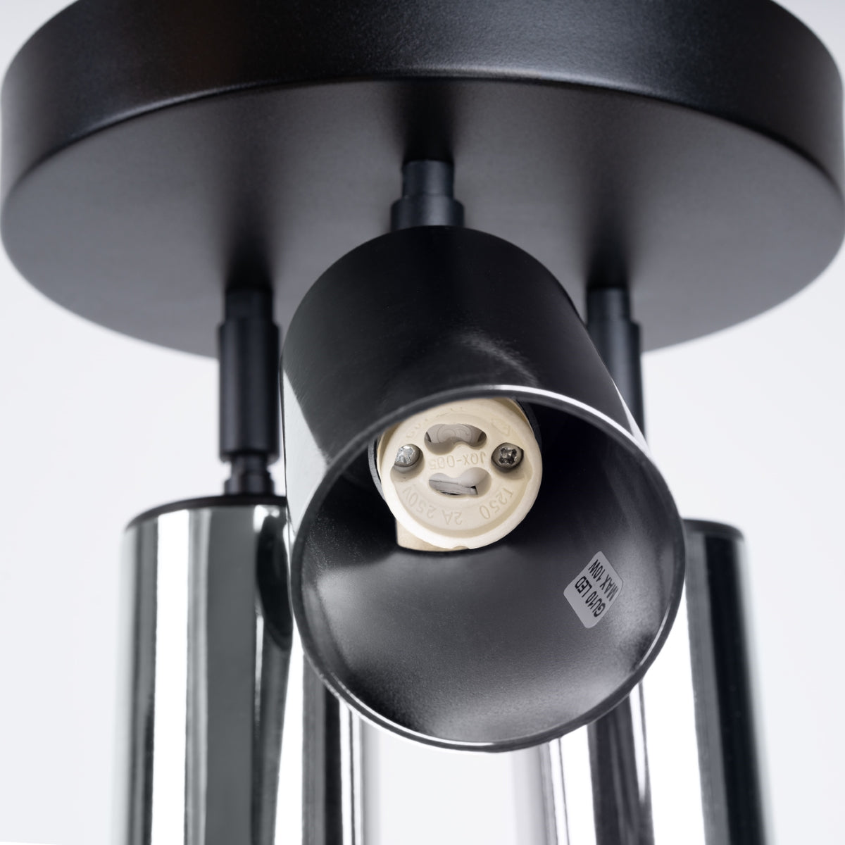 Schwarze/verchromte - 3-flammige Deckenleuchte