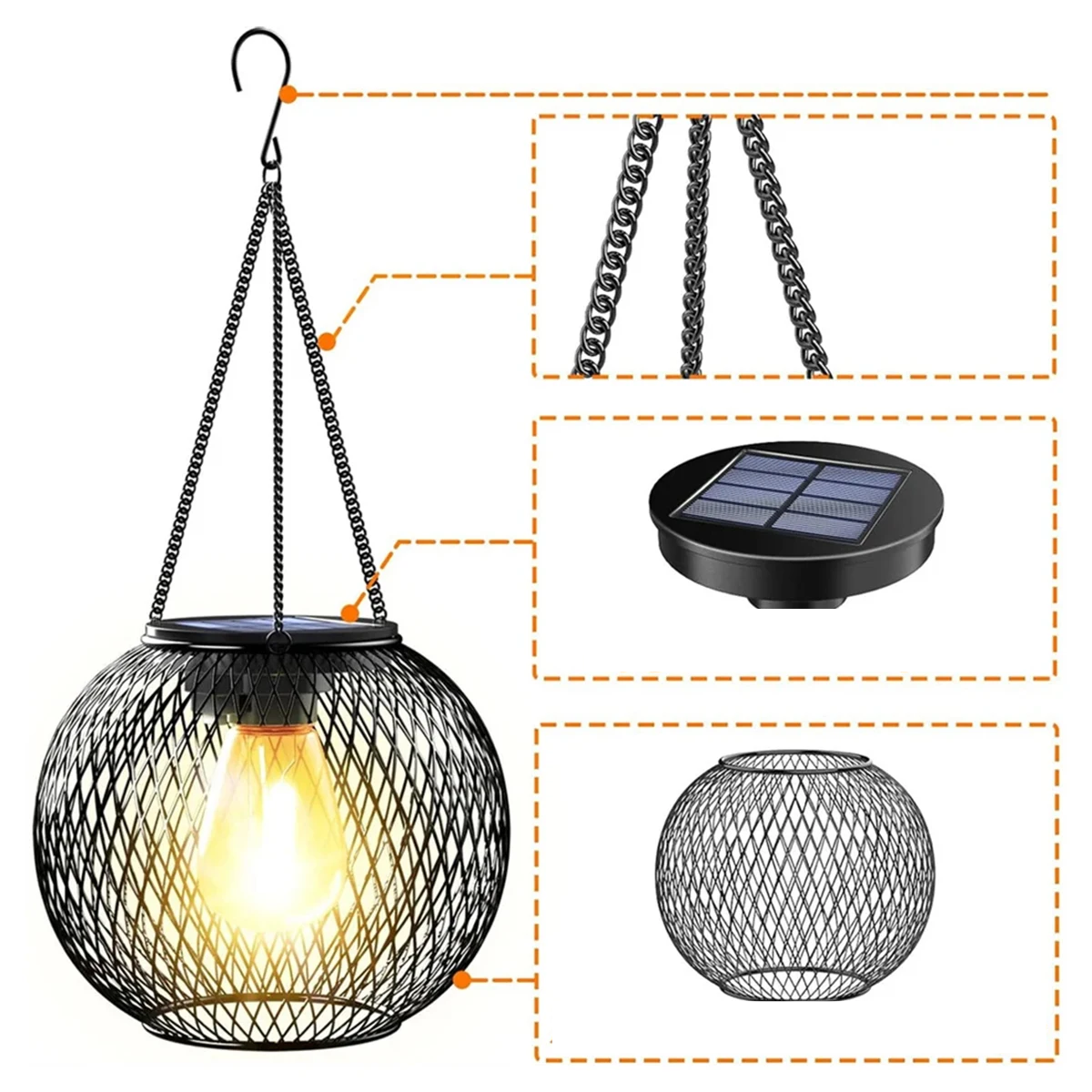 Solara - Vintage Solar-LED-Laterne aus Eisen, Schutzart IP65
