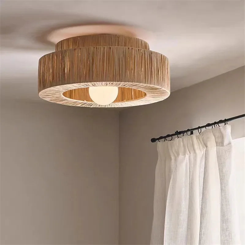 Stella - Rattan-Pendelleuchte E27 im japanischen