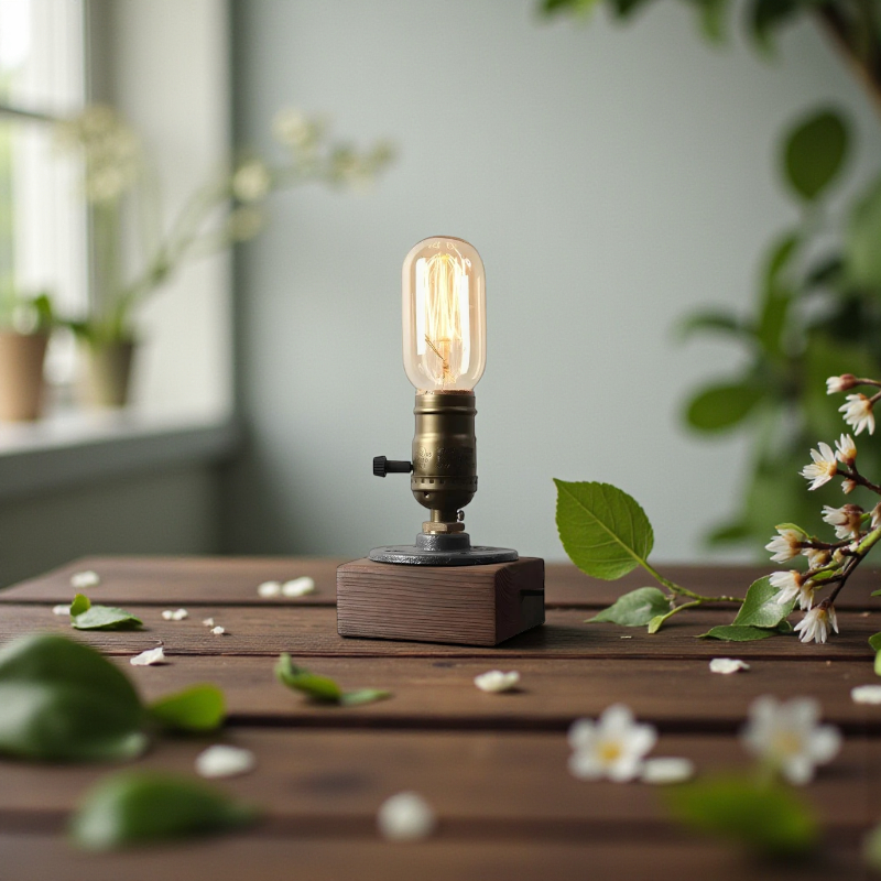 Industrielle Tischlampe mit Vintage Glühbirnen für Wohn und Bürodekoration