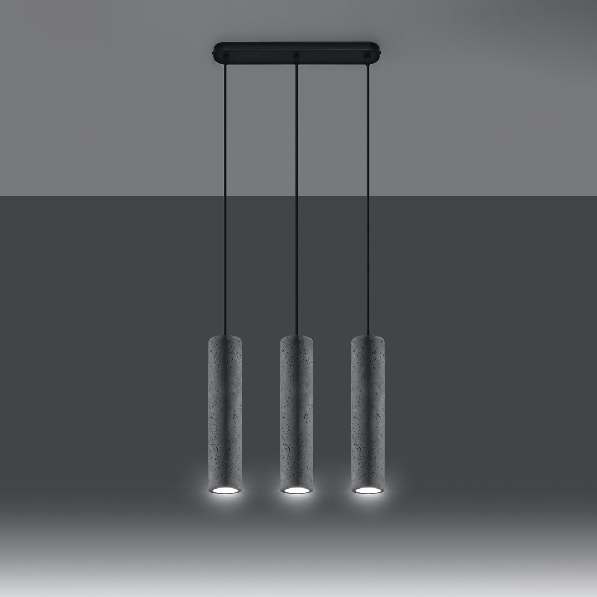 GU10 - Beton-Pendelleuchte GU10, 3-flammig, grau