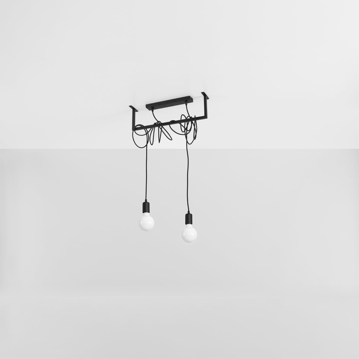 Halona - Schwarzer minimalistischer Kronleuchter, 2-flammig,