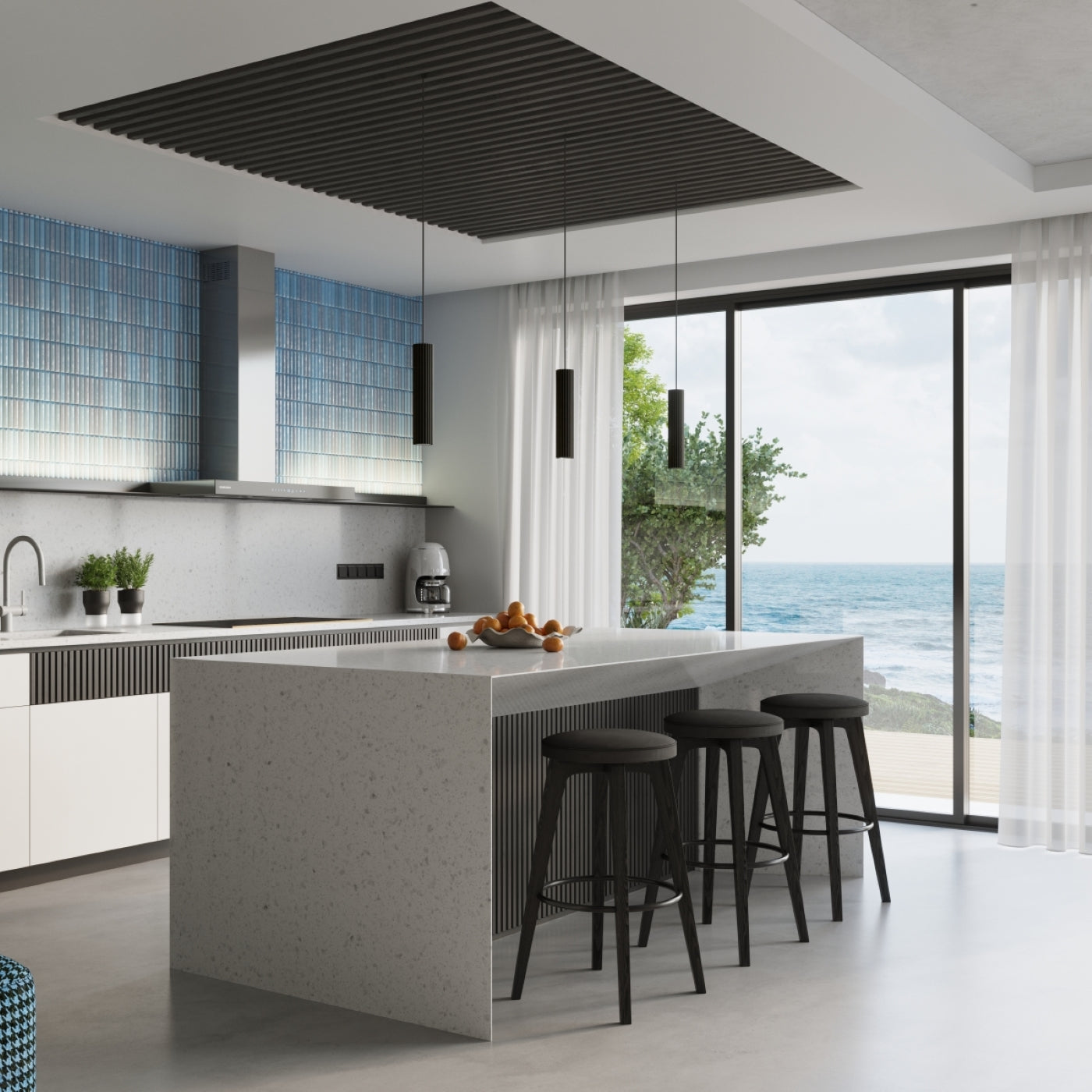 Lumio - Schwarze Deckenleuchte im gerippten Rohrdesign