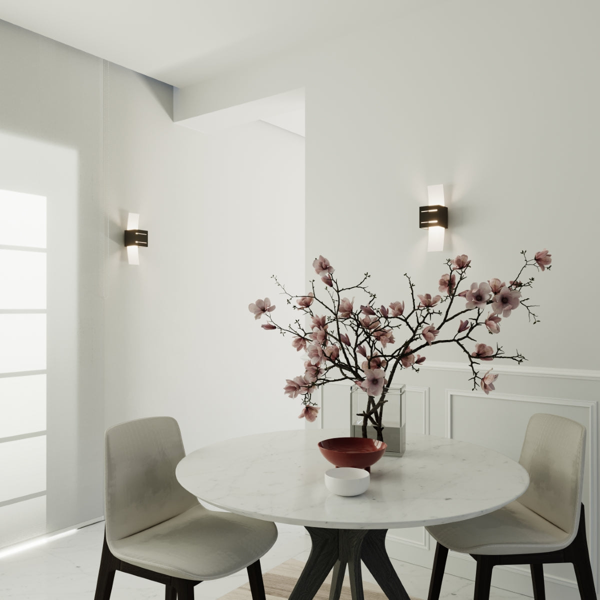 LORETO - Wandleuchte, schwarzes Aluminium/Glas