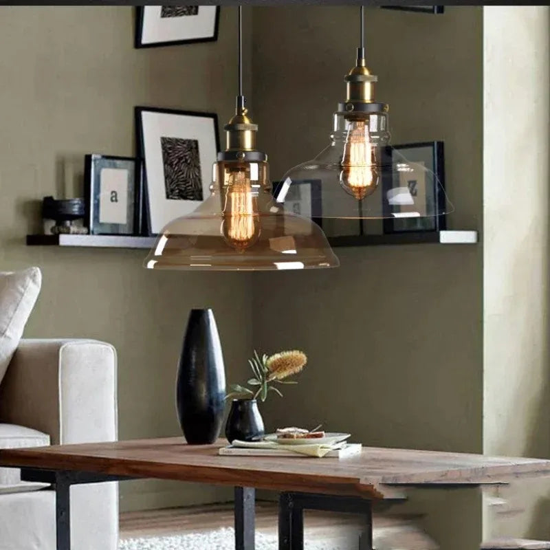 Skandinavische - Glaspendelleuchte im Loft-Vintage-Stil