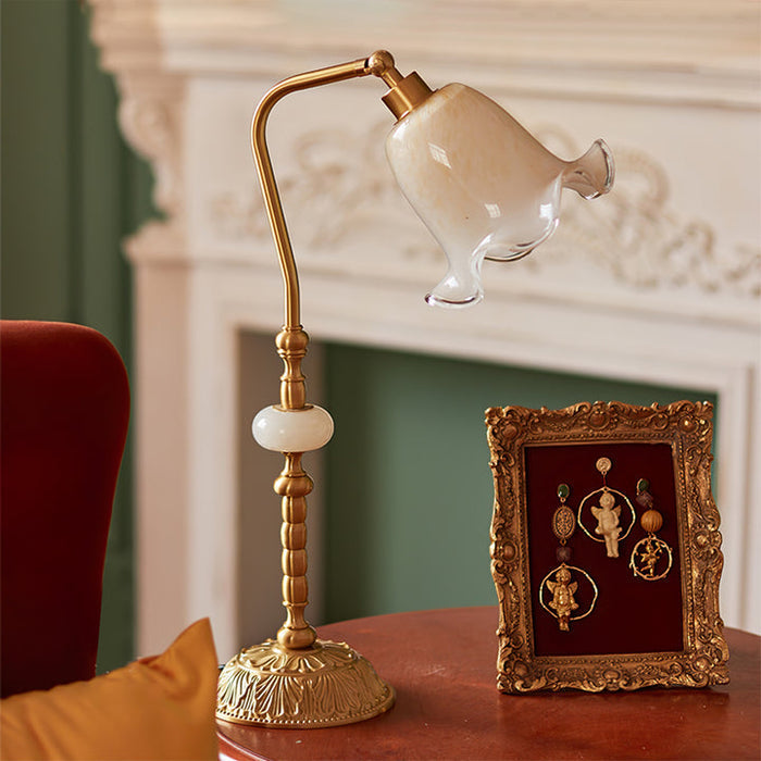 Quelix - Blumen Tischlampe Messing & Glas