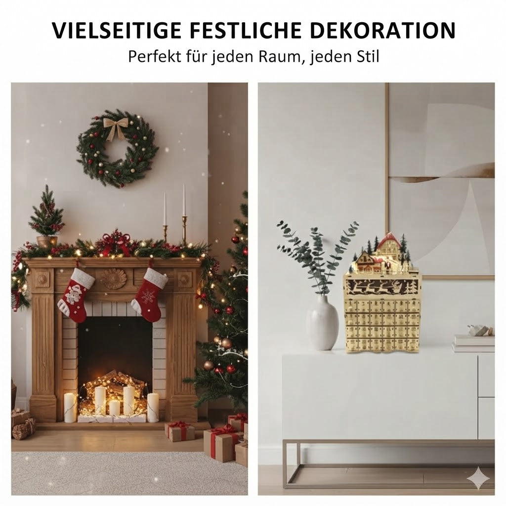 ReindeerHaven - Adventskalender aus Holz mit Rentiermotiv