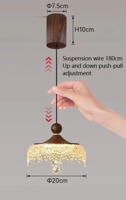 WalnoDrop - Pendelleuchte in Walnussfarbe mit 3