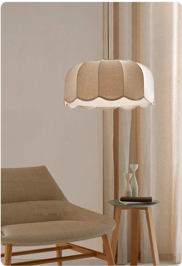 Wabi - Sabi Leinen-LED-Pendelleuchte mit E27-Fassung