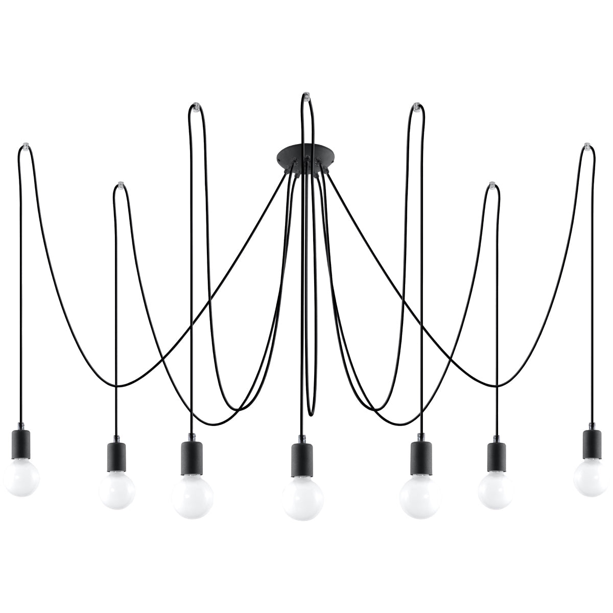 Vortex - Schwarzer Loft-Kronleuchter, 7-flammig