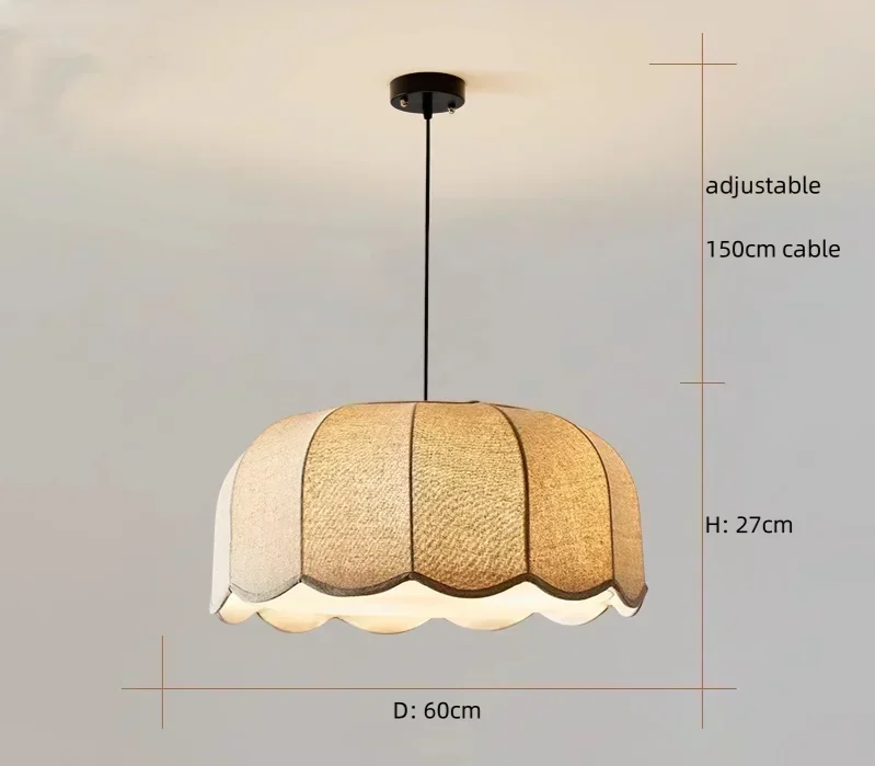 Wabi - Sabi Leinen-LED-Pendelleuchte mit E27-Fassung