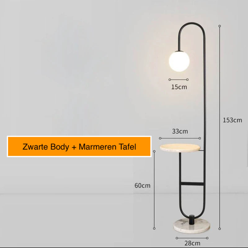 Columna - Stehleuchte mit Beistelltisch und Marmorsockel