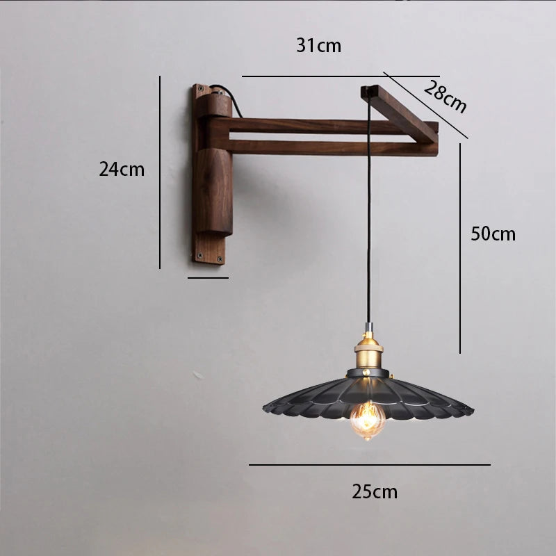 Brio - Wandleuchte aus Holz mit verstellbarem Arm und