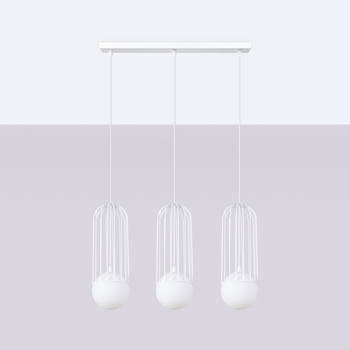 BRINA - Pendelleuchte, 3-flammig, weißer Stahl, 54 x 12 x