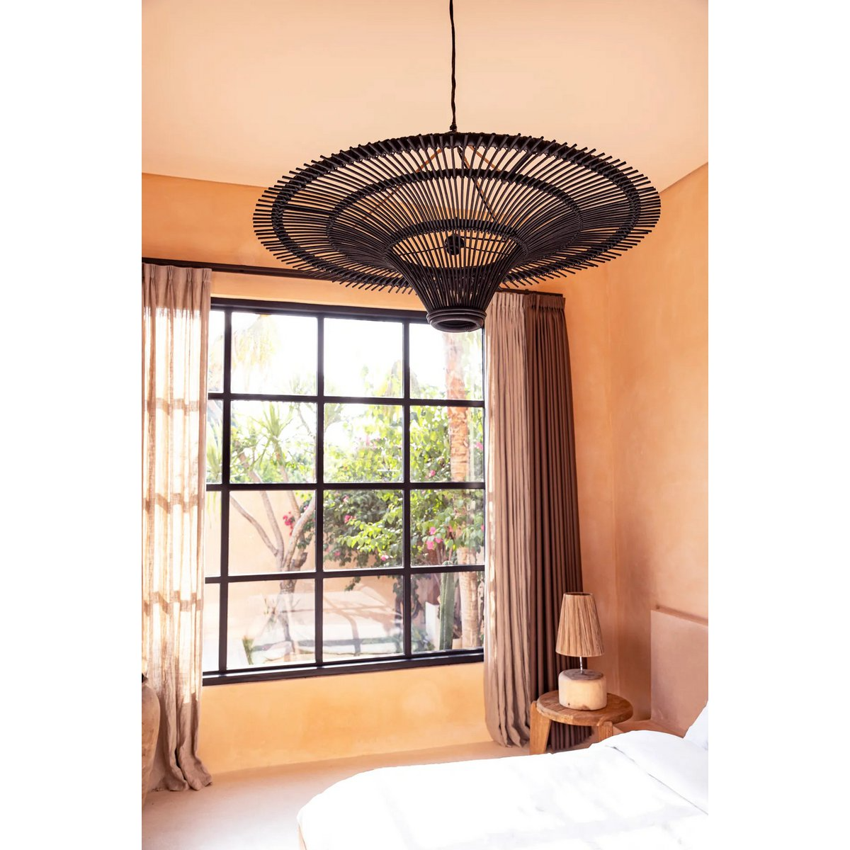 Rondea - Rattan-Pendel-/Deckenleuchte XXL 150 cm Schwarz