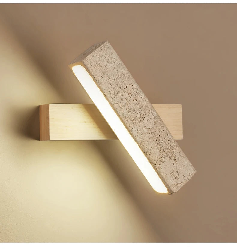 Travertin - Wandlampe dimmbar LED mit Zugschalter