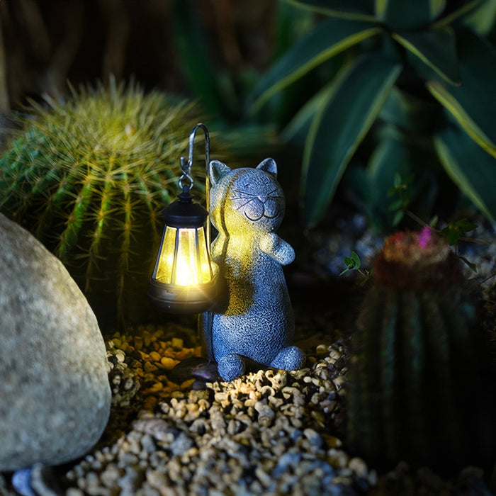 Katzen - Solar Katzen Gartenlampe Gold
