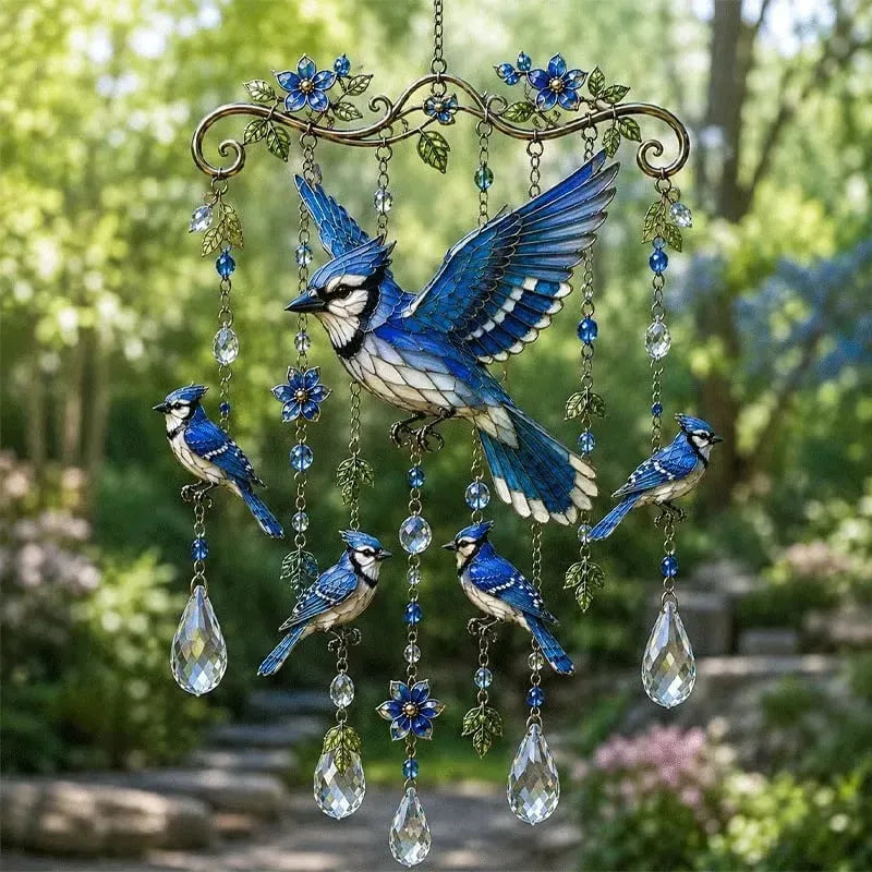 Sunfeather – Sonnenfänger und Windspiel mit Vogelmotiven und Kristalldetails
