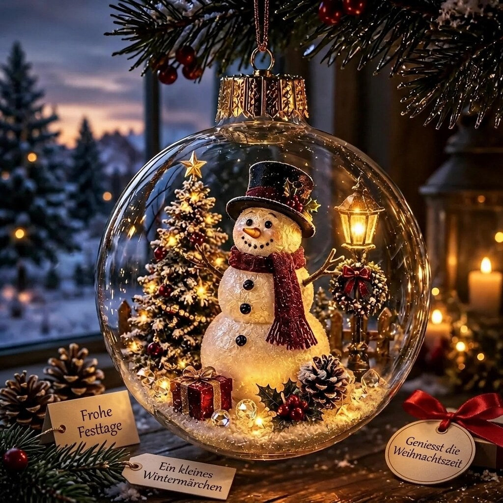 MiniSceneLux - LED-Weihnachtsornament mit Miniatur-Ferienszene