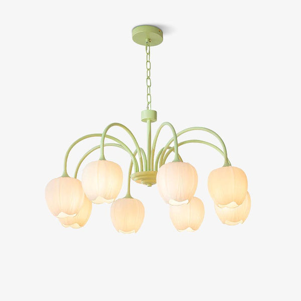 Tulpenförmiger - Matcha-Kronleuchter aus Glas und Metall