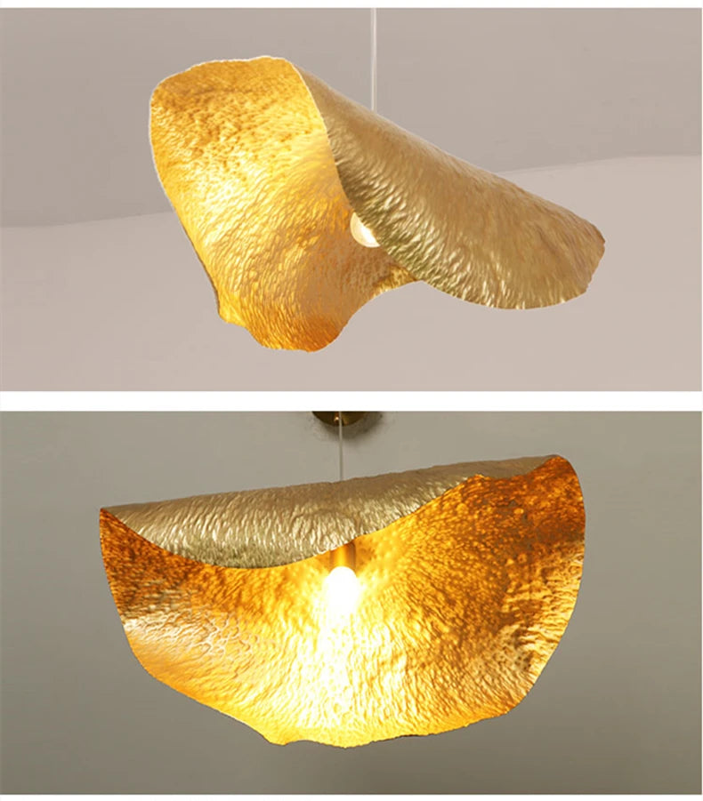 Polara - Kupfer-Pendelleuchte im Lotusblatt-Design