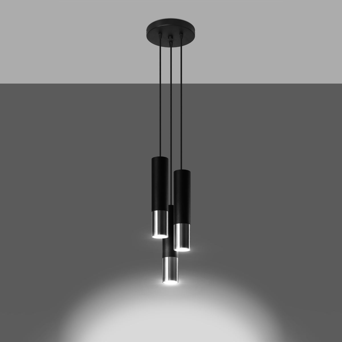 Rondea - 3-flammige Pendelleuchte, schwarz/chrom