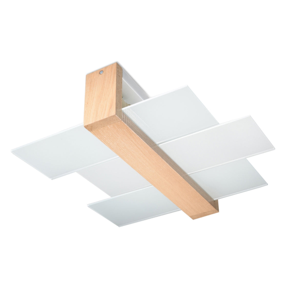 Feniks - 2 Deckenleuchte, Naturholz/Glas, 43×43 cm