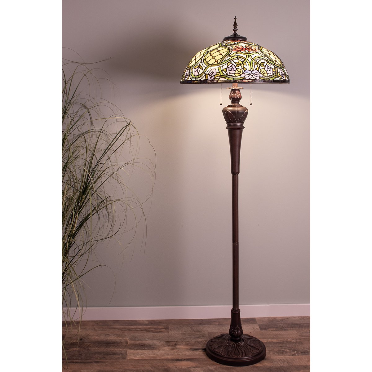 Lumi - Lampe - Tiffany-Stehlampe Beige/Rosa 150 cm